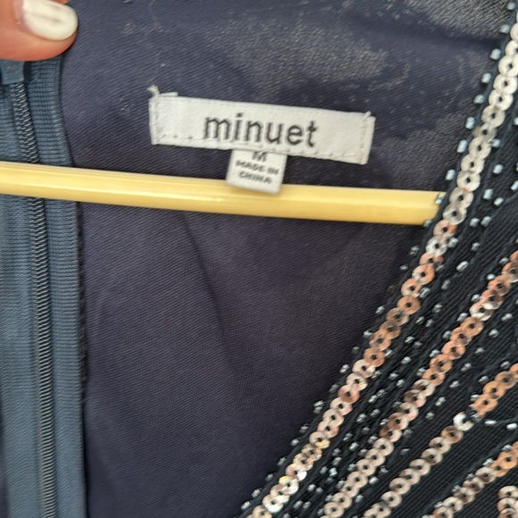 Minuet Navy Long-sleeve Embellished Dress - Picture 3 of 9